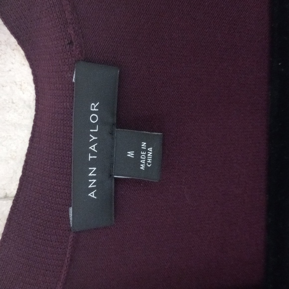 Burgundy Ann Taylor Mixed Gauge Open Front Cardigan Sweater Women's Size M - Picture 3 of 12